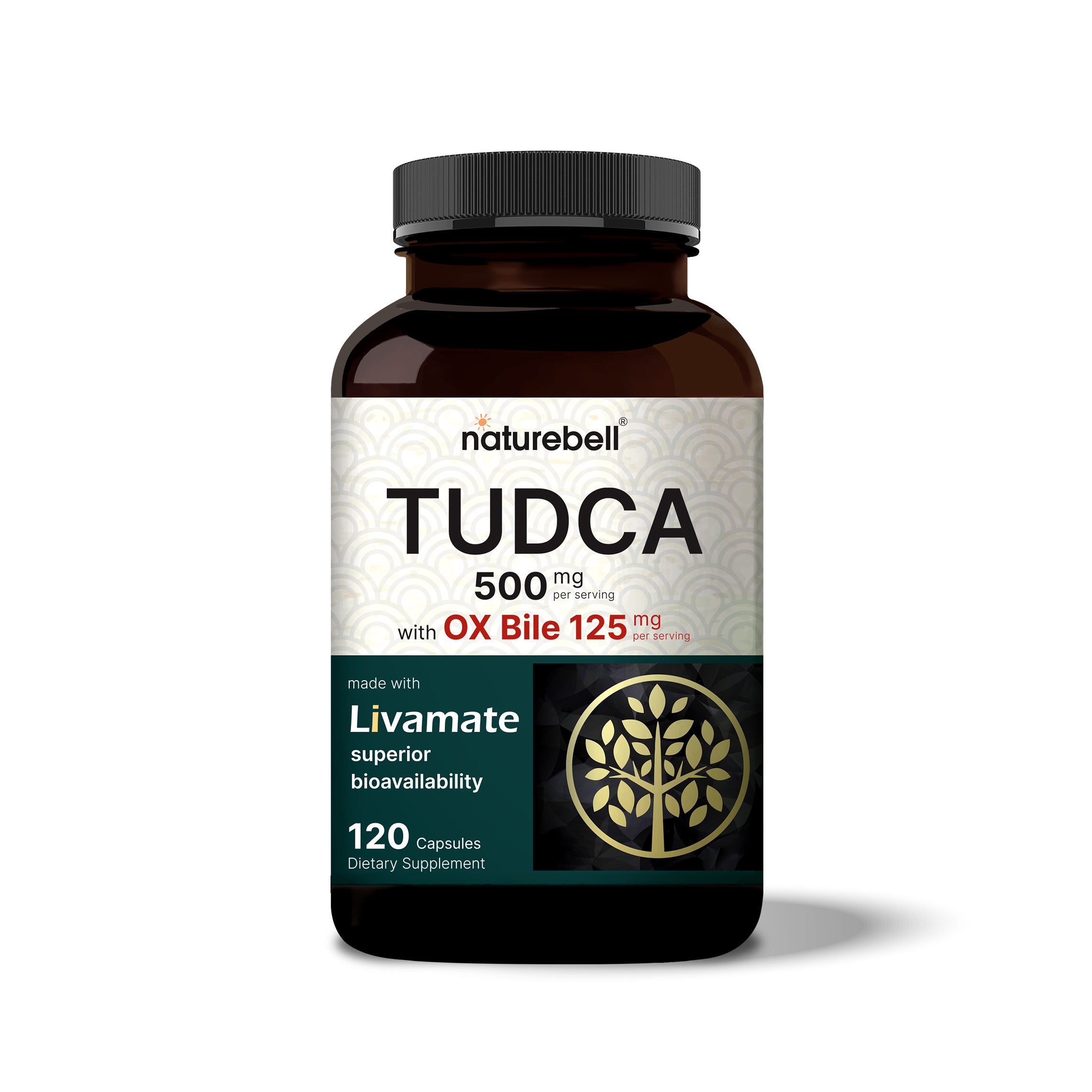 NatureBell TUDCA 500 mg with Ox Bile 125 mg 120 Capsules