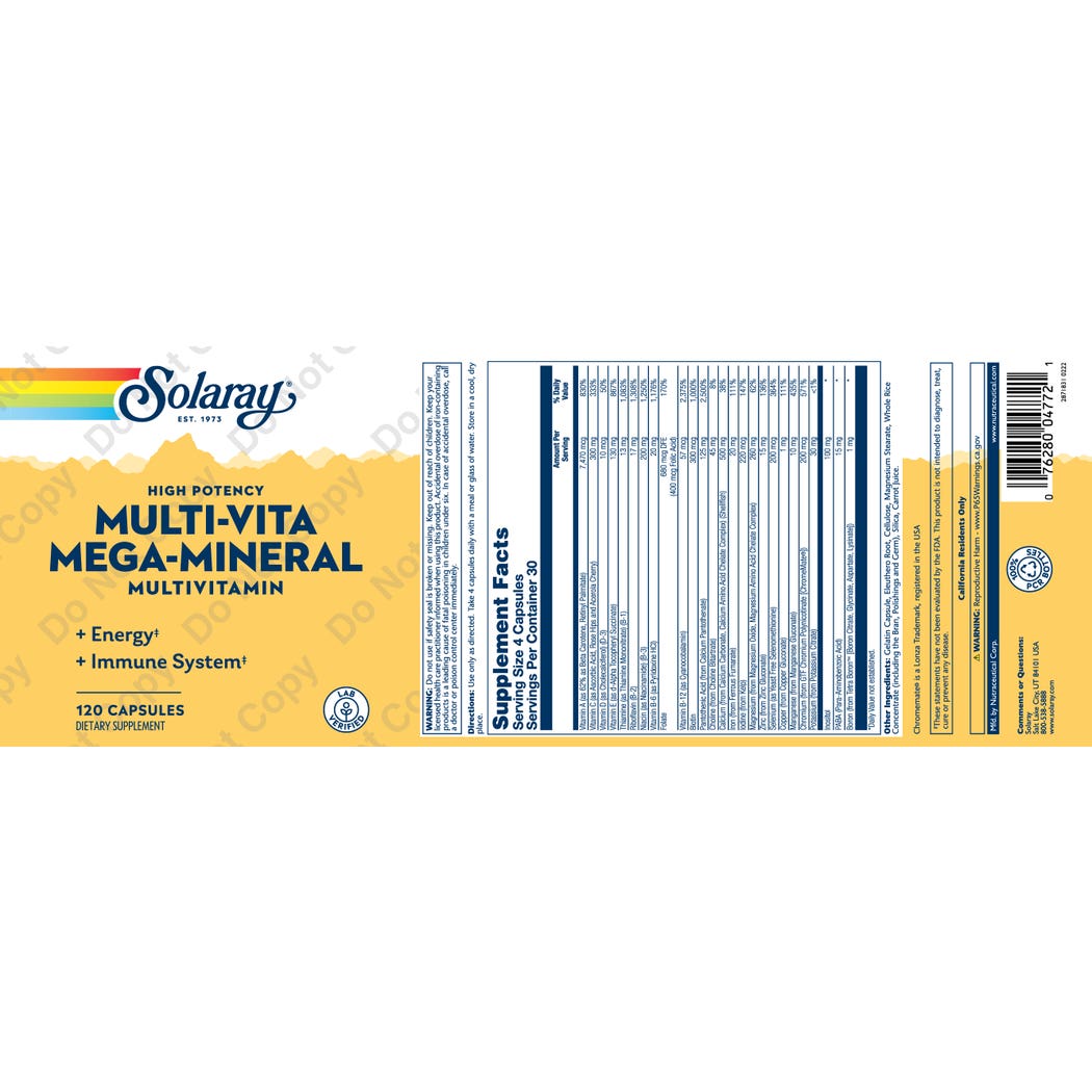 سولاراي ملتي فيتا ميجا معادن و فيتامينات متعددة 120 كبسولة