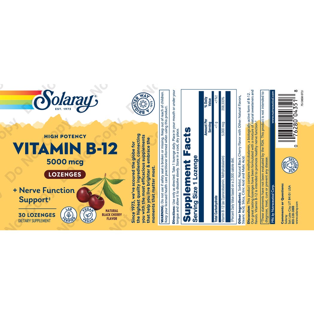سولاراي فيتامين ب-12 5000 مكجم 30 قرص استحلاب