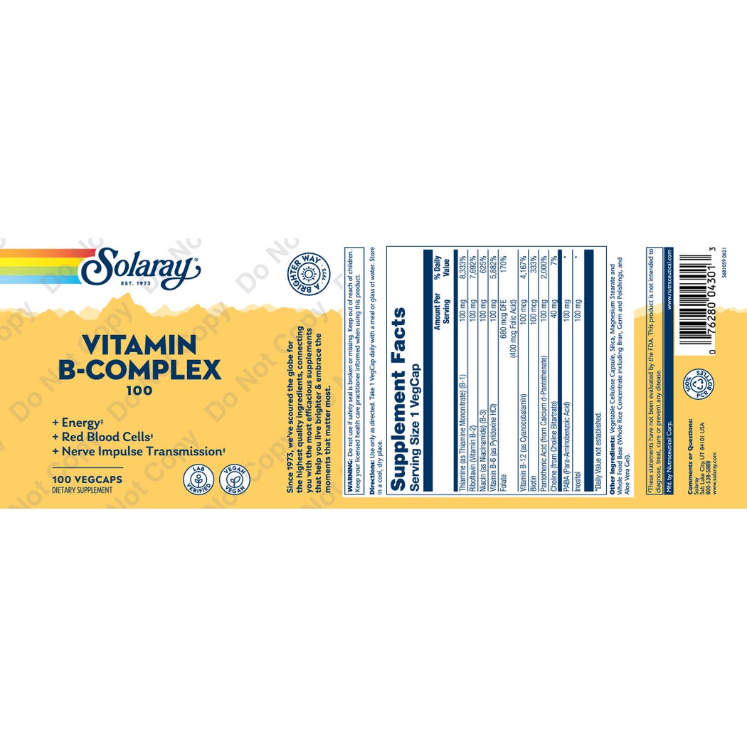 سولاراي فيتامين ب المركب 100 مجم 100 كبسولة